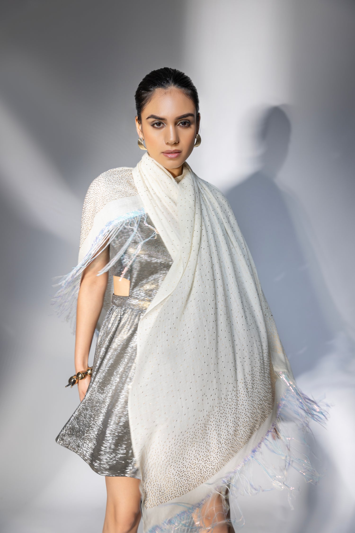 Buy Shawl Collar High Slit Velvet Gown by Designer GAURI & NAINIKA Online  at Ogaan.com